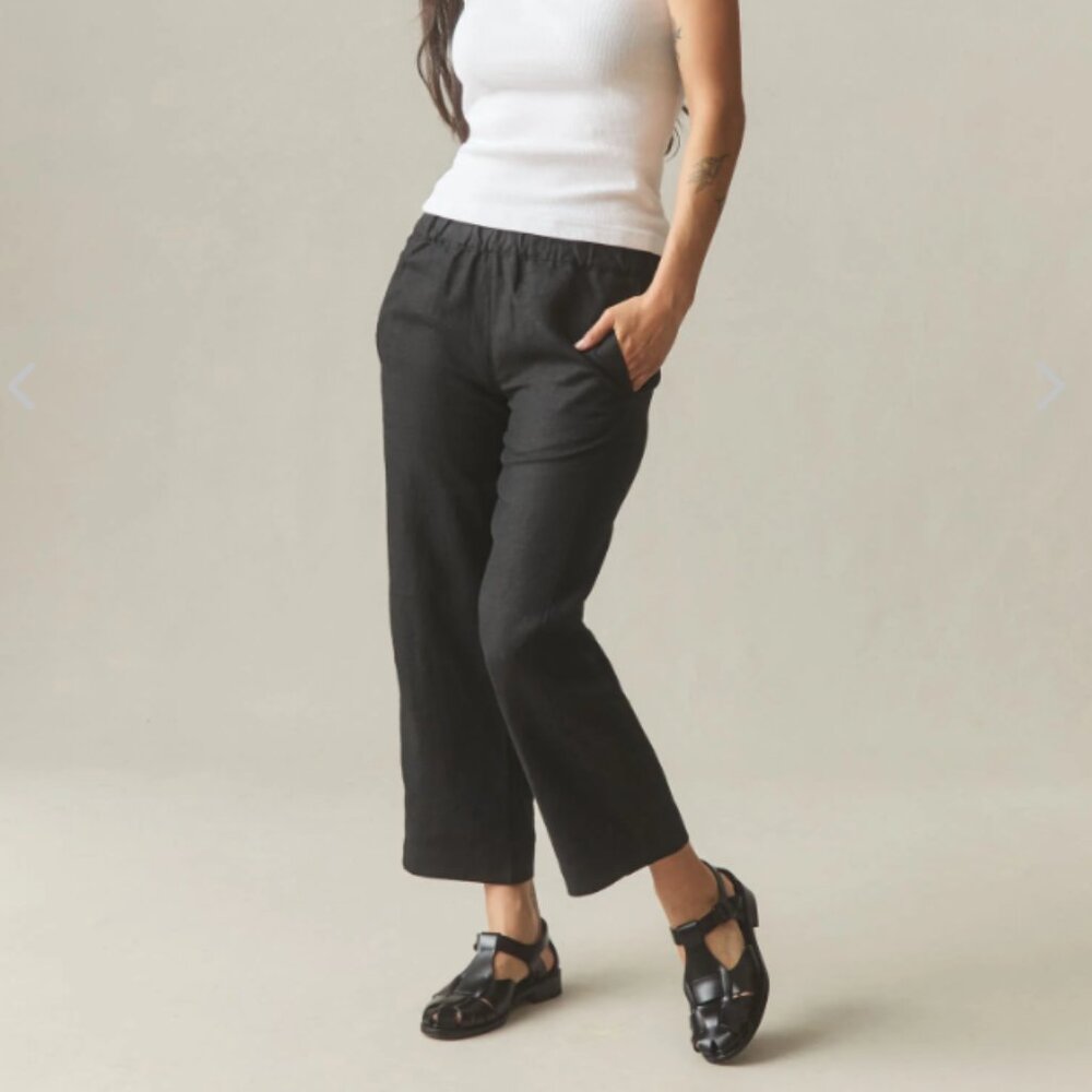 American Giant 100% Linen Pants Trousers Black size M Resortwear Lagenlook